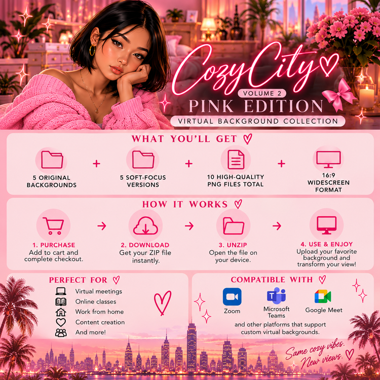 Cozy City | Virtual Background Collection Volume 2: Pink Edition