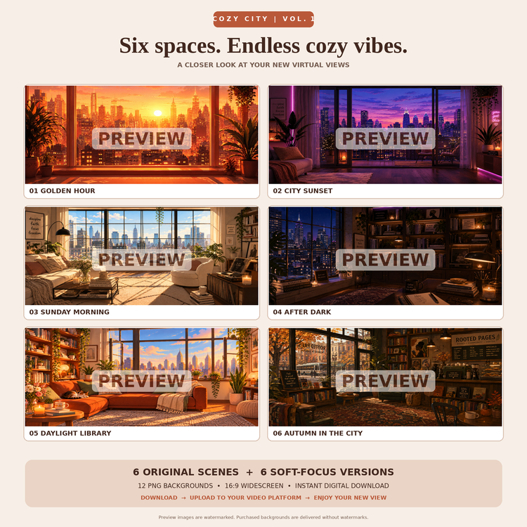 Cozy City | Virtual Background Collection — Vol. 1